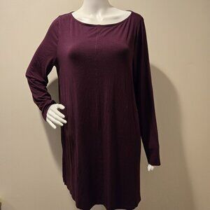 Eileen Fisher Viscose Jersey Crewneck Dress Purple L
